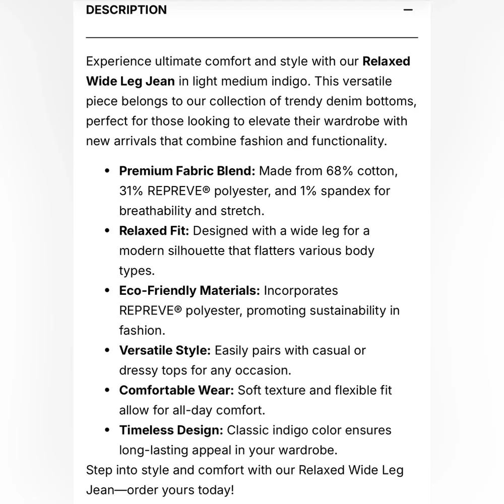 NWT Relaxed Wide Leg comfy Jean Pant drawstring elastic waist Junior Large - Picture 6 of 7